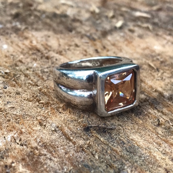 CZ Yellow Sterling Silver Men’s Ring - Picture 8 of 8